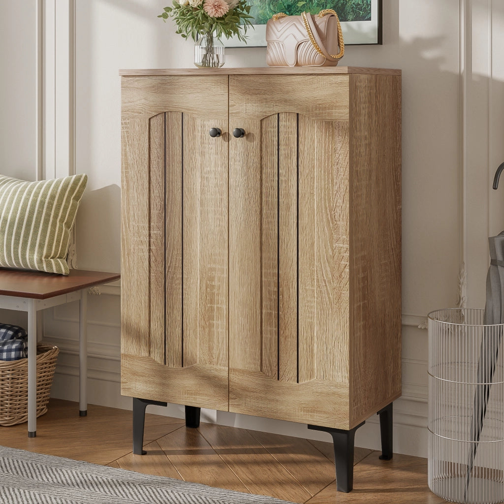 OKWISH Scarpiera con 2 Ante e Ripiani Fissi, per Ingresso o Corridoio, Pannello Truciolare, 60 x 31.5 x 95 cm