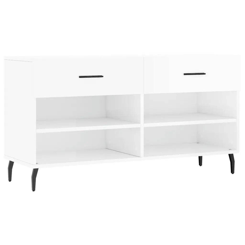 Panca Porta Scarpe-Sgabello-Panca Scarpiera Bianco Lucido 102x35x55 cm Legno Multistrato 931827