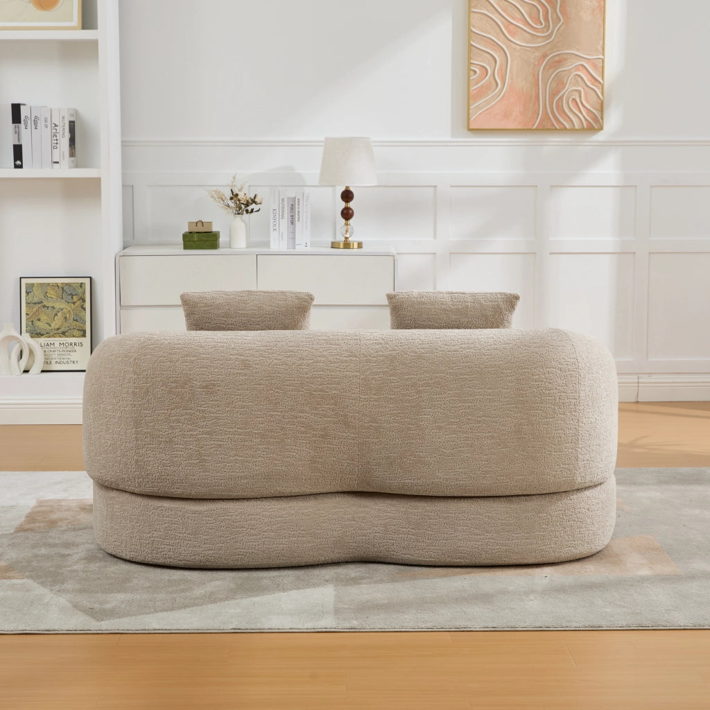 Divano letto convertibile a 2 posti con due cuscini e supporto ergonomico in chenille kaki 157 × 84 × 65 cm