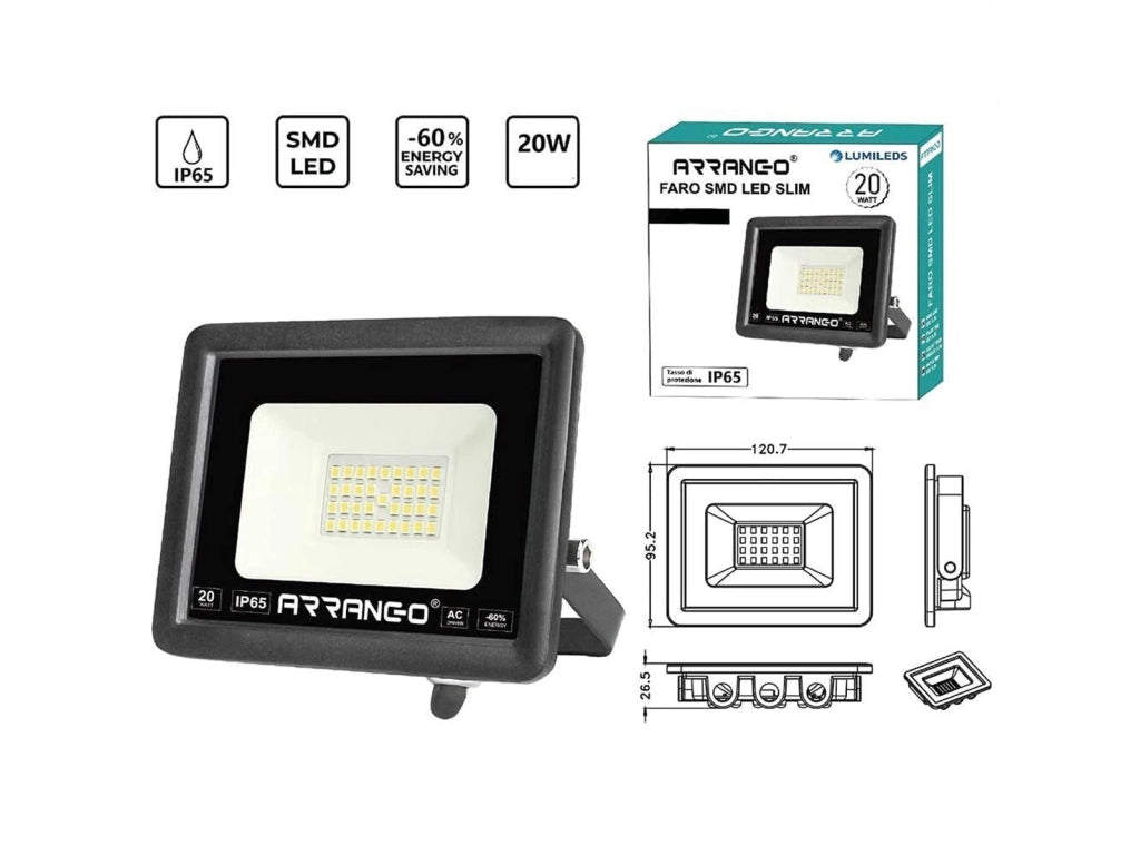 2 Pezzi Faretti LED per Esterno ALTA LUMINOSITÀ 20W 2000lm 220V Impermeabile IP65 per Giardino Cortile Garage Piazza Bianco Freddo 6500K