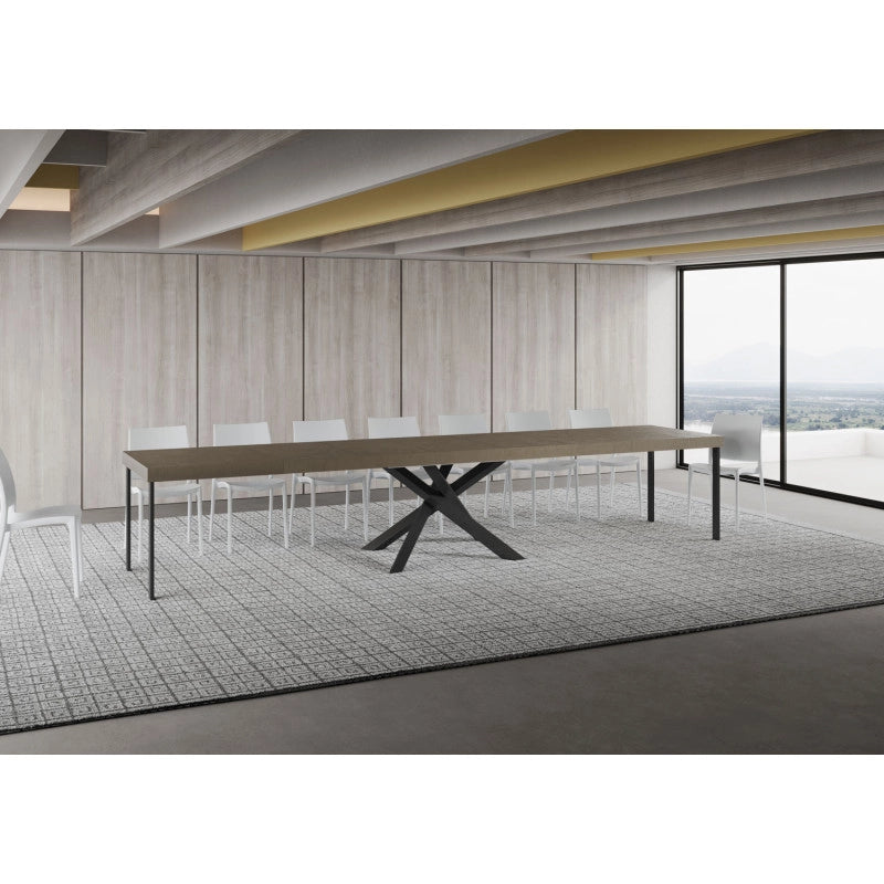 Tavolo allungabile 160/420x90 cm Volantis Premium telaio Antracite - Tortora