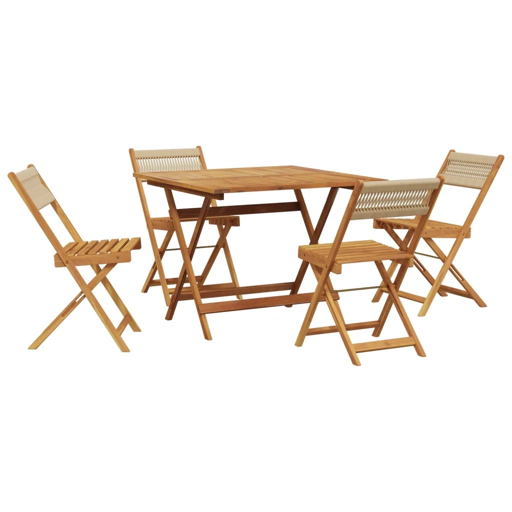 Set Pranzo da Giardino 5 pz Beige Polipropilene/ Legno Massello 3281783