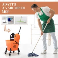 Carrello delle Pulizie Professionale Capacità 26L Strizzatore Rimovibile con Ruote 44 × 36 × 90cm Arancione