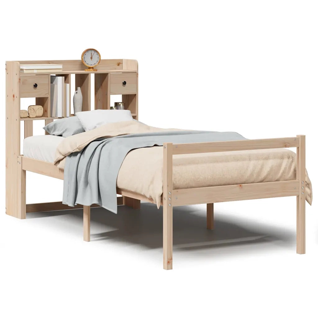 Letto Libreria senza Materasso 90x190 cm Legno Massello Pino 3322041