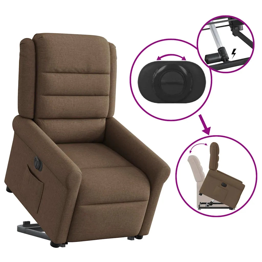 Poltrona Alzapersona Reclinabile Elettrica Marrone Tessuto 3303338