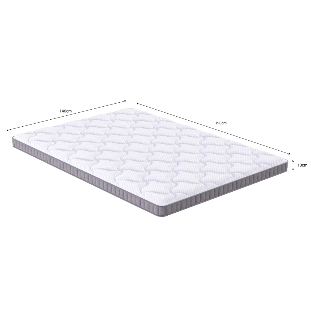 Materasso a molle insacchettate 140 × 190 × 10 cm a 7 zone, schiuma memory, bianco