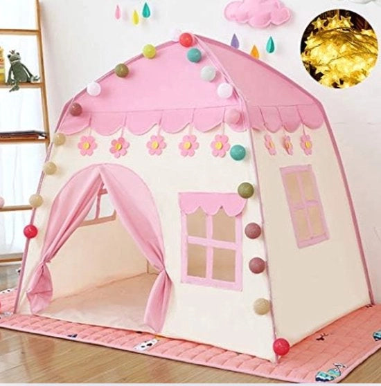 Tenda per bambini con illuminazione stellare (rosa)