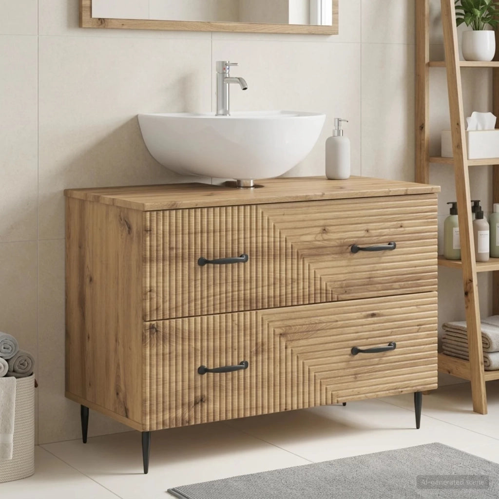Armadio per Lavabo da Bagno HAARLEM Rovere Artigianale 896804