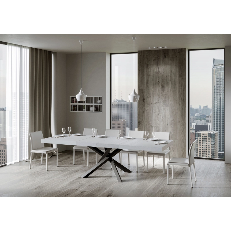 Tavolo allungabile 90x160/264 cm Volantis Premium telaio Antracite - Bianco Frassino