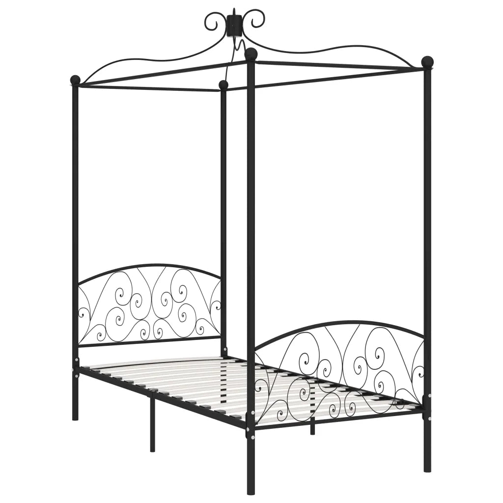 Letto a Baldacchino Nero in Metallo 90x200 cm 284474