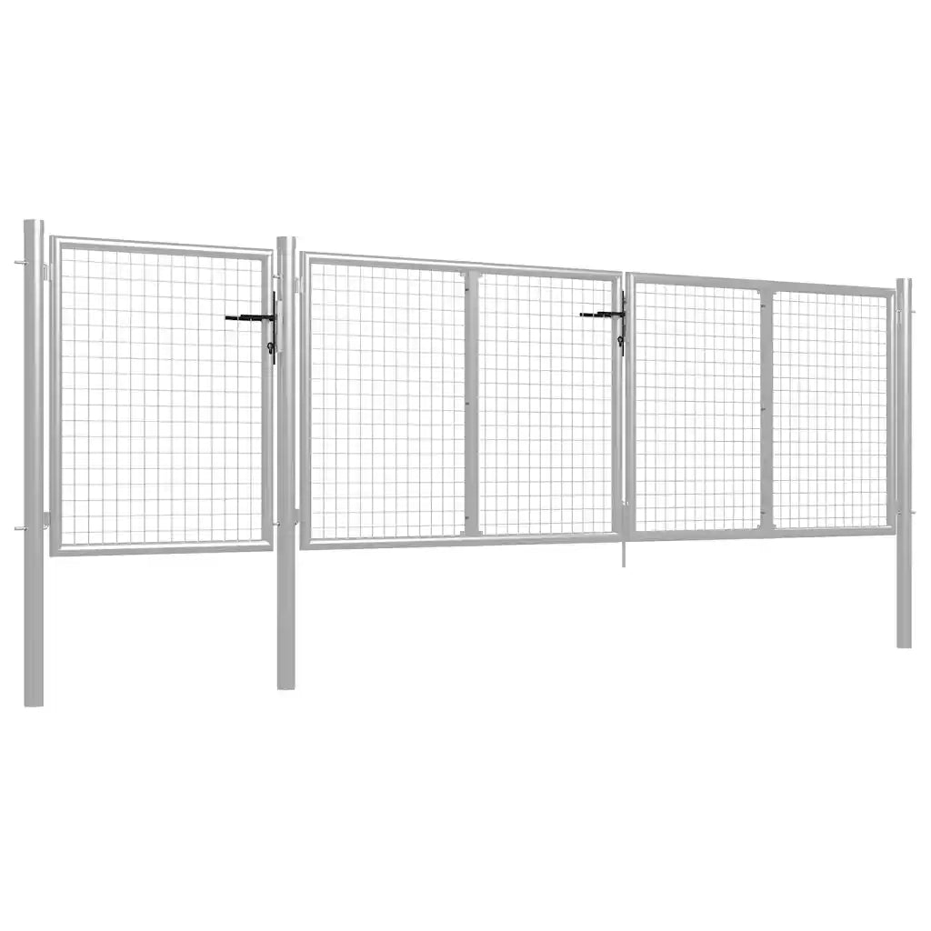 Cancello da Giardino in Acciaio 400x75 cm Argento 144346