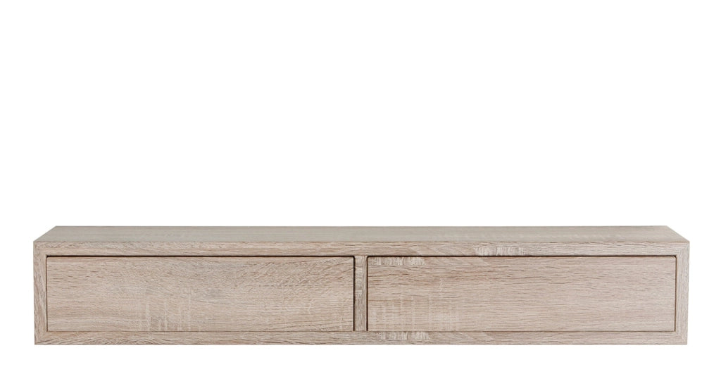 Mensola da Parete con 2 Cassetti 88,2x13,4x20 cm in Fibra di Legno Domino Rovere Sagerau