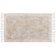 Tappeto rettangolare in cotone beige 80 x 150 cm con frange boho soggiorno camera da letto