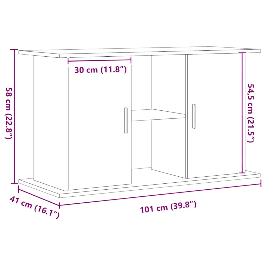 Supporto per acquario artigianale in rovere 101x41x58 cm in legno ingegnerizzato 857281
