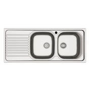 Lavello incasso cucina MP1162SX acciaio116x50 cm due vasche e gocciolatoio sinistro