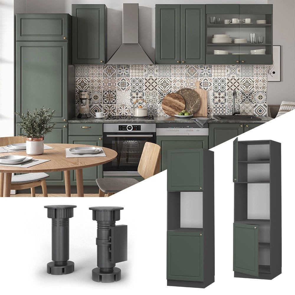 Mobile per forno da incasso Fame-Line Verde-oro rustico/Antracite 60 cm aperto Vicco