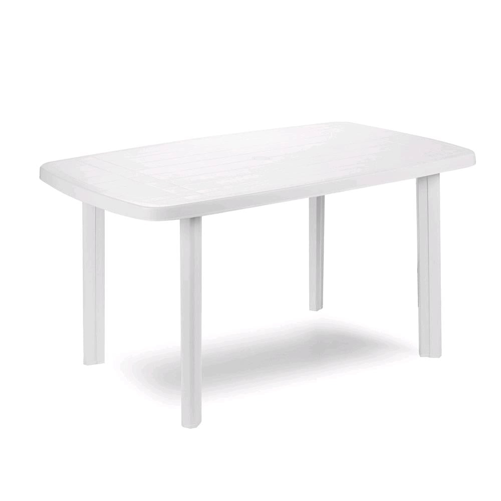 Set 4 Sedie impilabili + Tavolo in Polipropilene da Giardino Colore Bianco Mod. Lido