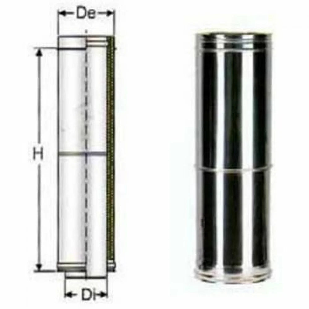 Inox doppia parete elemento tele scopico l.340-550 d.130 b08xb7mq