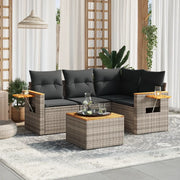 Set Divano da Giardino 5 pz con Cuscini Grigio in Polyrattancod mxl 88791