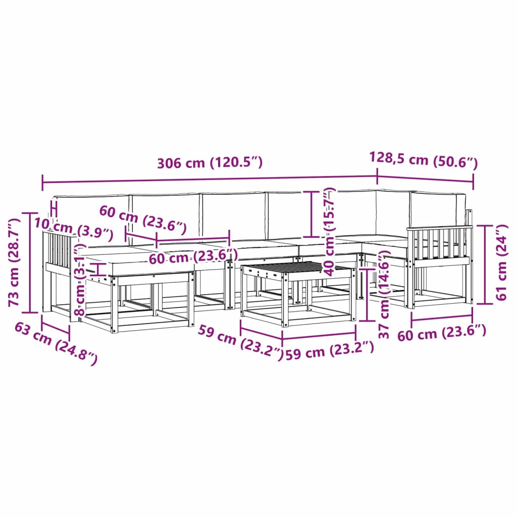 Set di divani da esterno 8 pcs Bianco e Beige Poliestere 3387977
