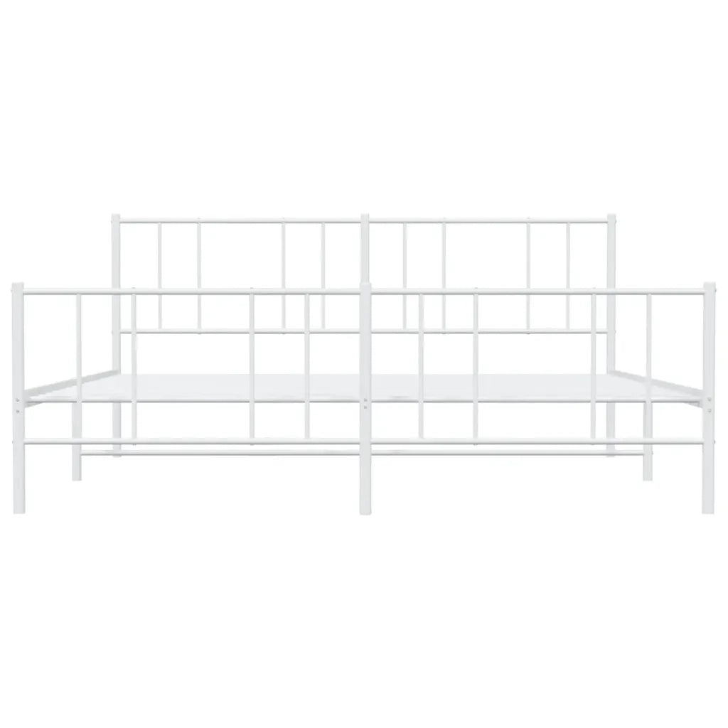 Giroletto con Testiera e Pediera Metallo Bianco 180x200 cm