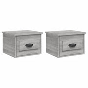 Set di 2 Comodini | Armadio da Notte | Mobiletto da notte a Parete Grigio Sonoma 41,5x36x28 cm