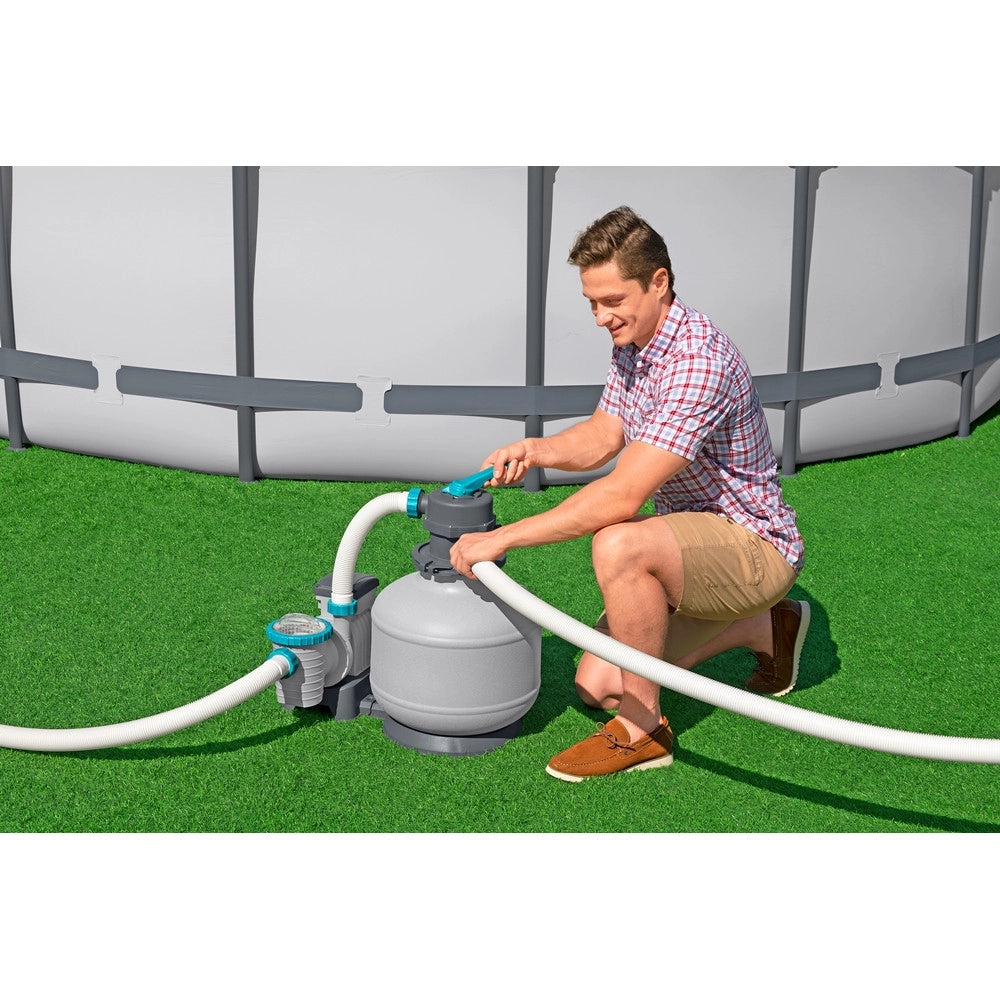 Trade Shop - Pompa Sistema Di Filtraggio A Sabbia Con Timer 6.056 L/h Per Piscine Fuori Terra 58497 -