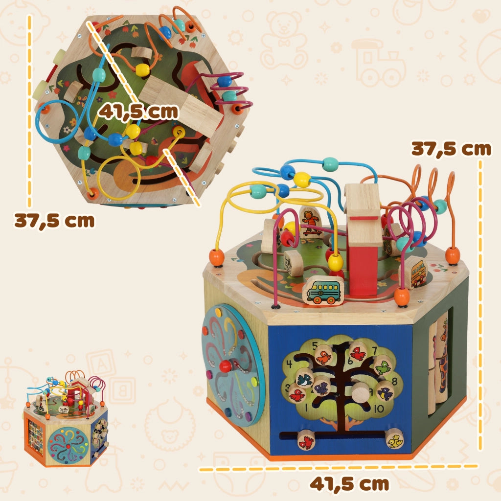 Cubo attivit¨¤ 8 in 1 con labirinto perle e pista motricit¨¤ ¨C zephmum ¨C 41.5x37.5x37.5 cm multicolore