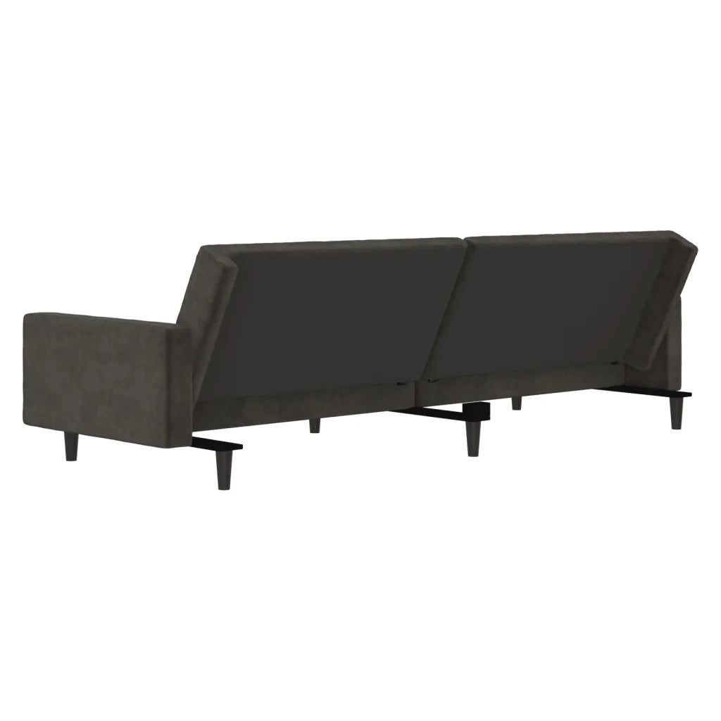 Divano letto | Sof¨¤ letto | Letto singolo a 2 Posti Grigio Scuro in Velluto