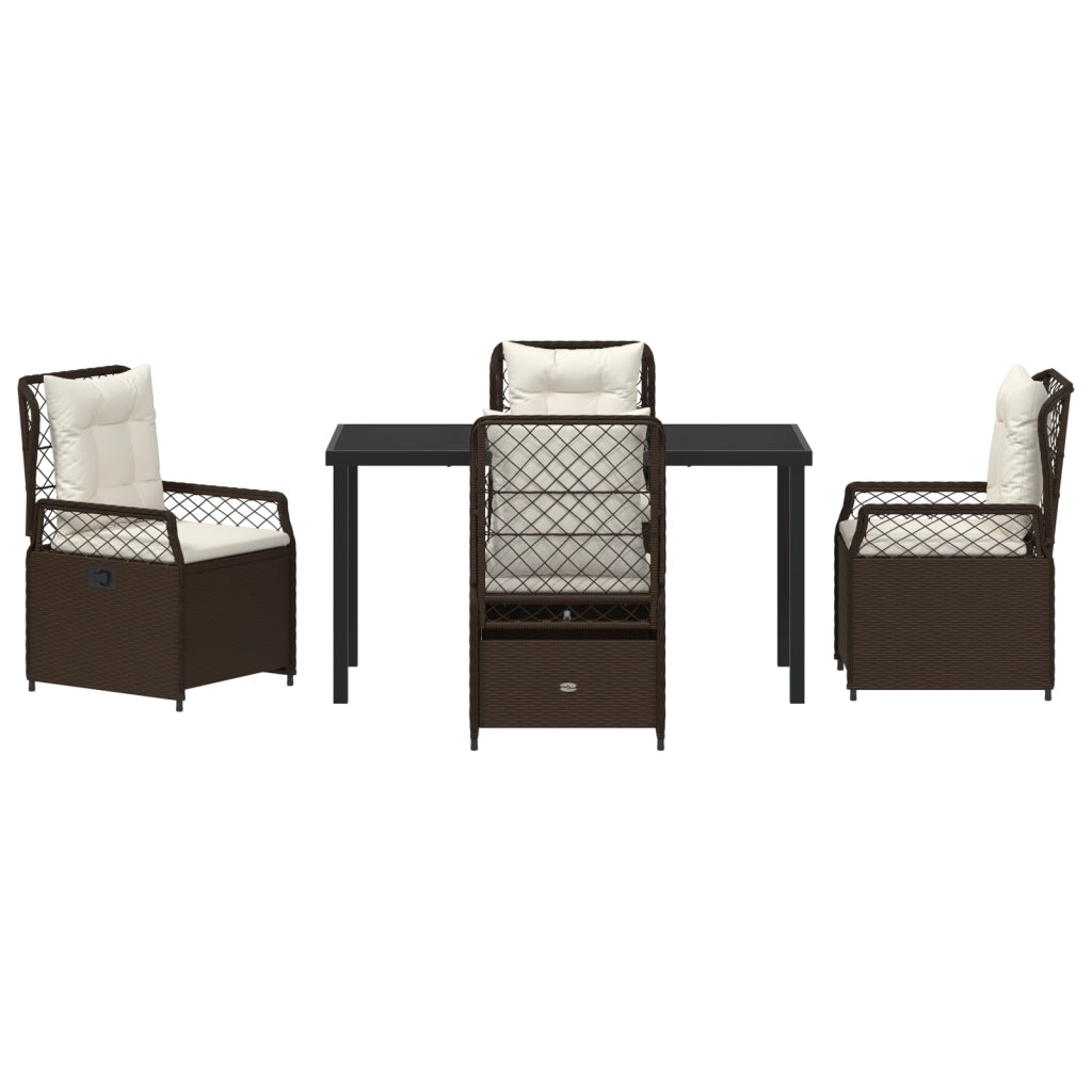 Set da pranzo da giardino 5 pezzi Marrone Polyrattan
