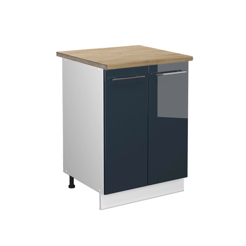 Mobiletto base cucina Fame-Line Blu scuro lucido/Bianco 60 cm, PL Rovere Vicco