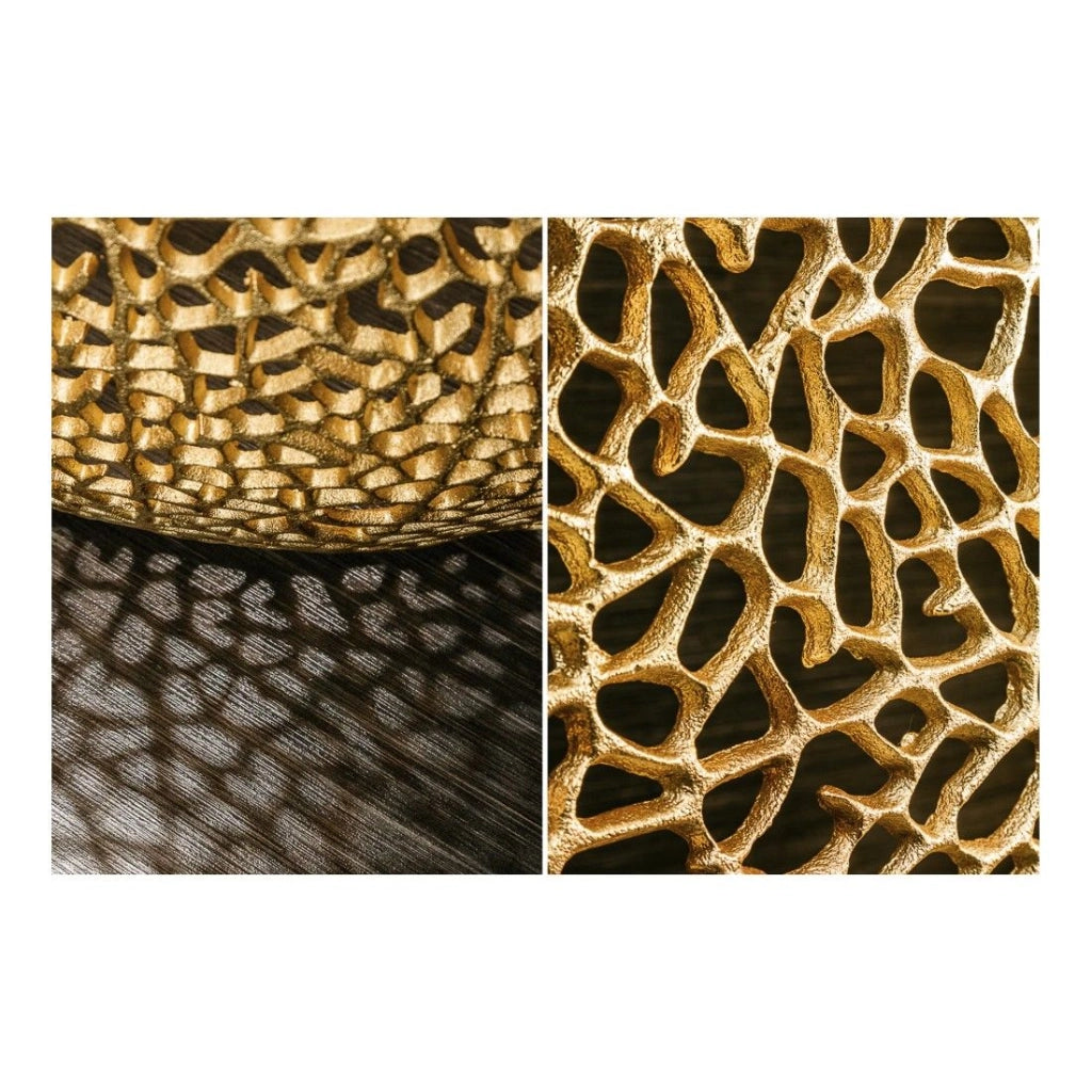 Tavolino basso METRIX rotondo dorato 80 cm – Tavolino basso di design in alluminio traforato