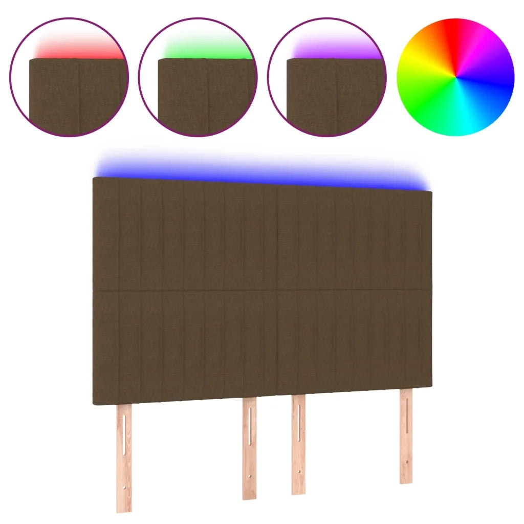 Testiera a LED-Testata con LED Marrone Scuro 144x5x118/128 cm in Tessuto 531021