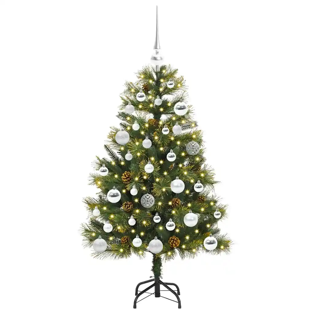 Albero di Natale | Decorazioni natalizie artificiale pieghevole con coni Verde 120 cm