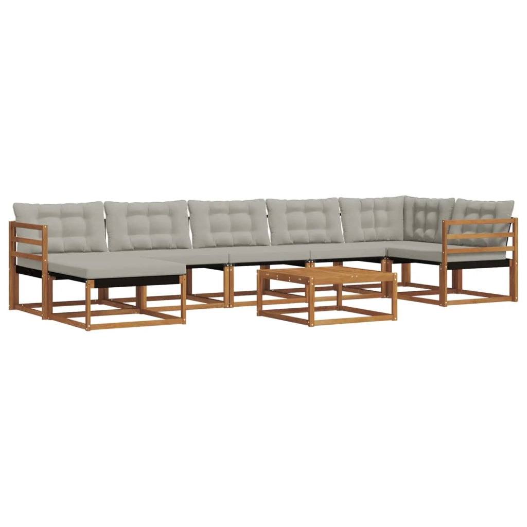 Set di divani da esterno 8 pcs Grigio Naturale e Chiaro