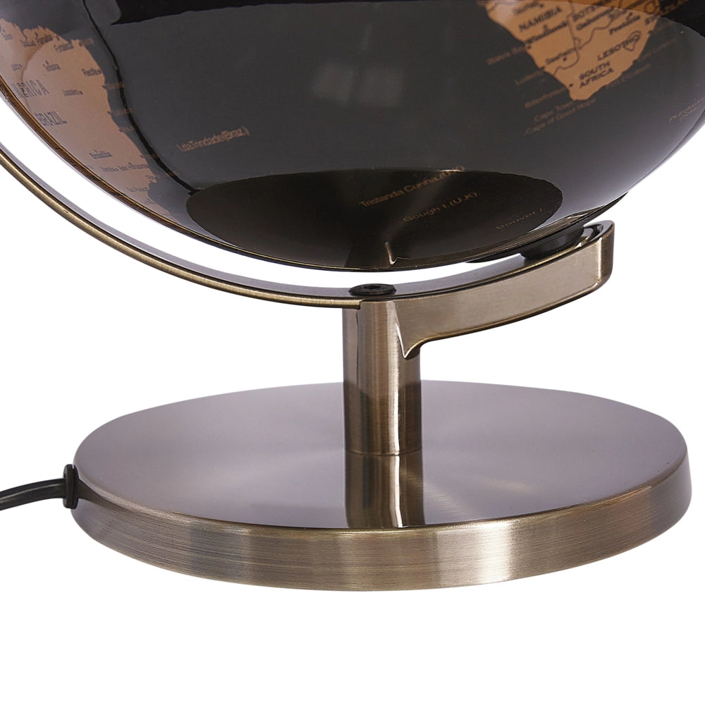Globo Nero Sintetico con LED Decorativo 23 cm mappamondo Studio per Ufficio Arredamento Moderno