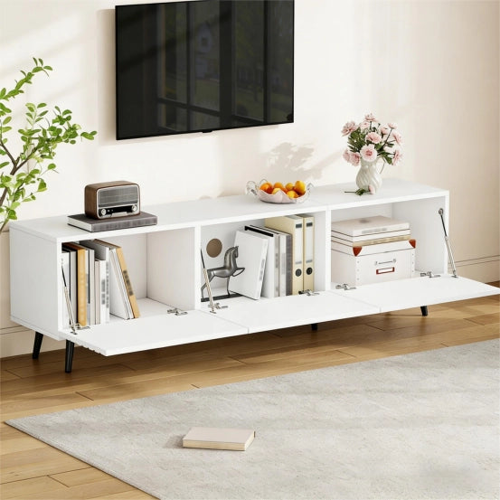Mobile TV Lowboard con 3 Ante ¨C MINIMAL ¨C Bianco, MDF, 180x40x48 cm
