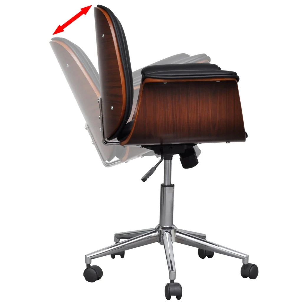Sedia girevole da ufficio di lusso con braccioli ergonomici in legno e nero 0502022
