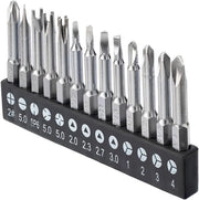 Set di Bit per Trapano a Maggiorazione a 1/4" con Testa a Triangolo a Croce e Y - 13 pezzi - Lunghezza 50MM