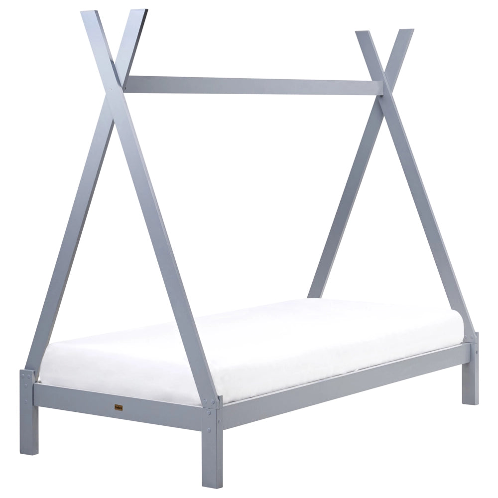 Letto a forma di tenda Teepee per bambini Pino Grigio UE 90 x 200 cm Struttura letto singolo con doghe