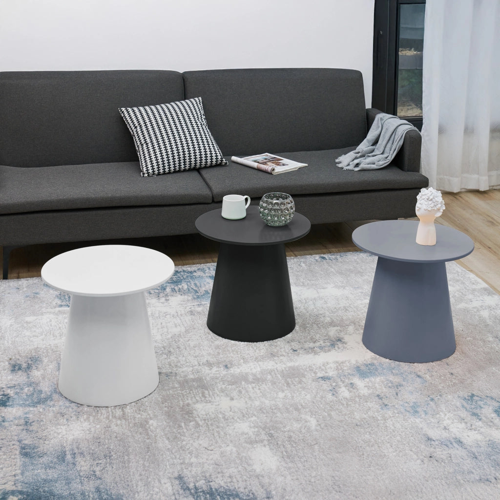 Tavolino da caffè Nyd Base a Cono Troncato e Piano Rotondo 40 x Ø44 cm Bianco [en.casa]