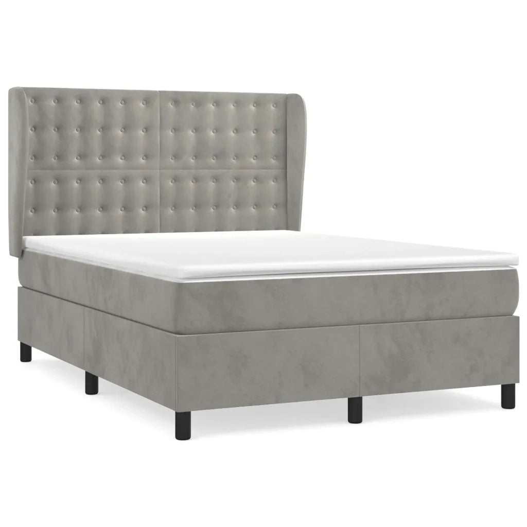 Giroletto a Molle con Materasso Grigio Chiaro 140x200cm Velluto 3129453
