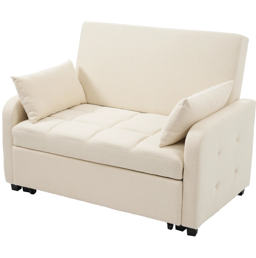 Divano letto pieghevole 127x75x94 cm con schienale regolabile in foam beige
