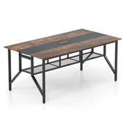 Tavolo da conferenza 180 x 96 x 76 cm per 6-8 persone con pratico spazio di archiviazione in stile moderno realizzato in legno ingegnerizzato marrone 20_0018557