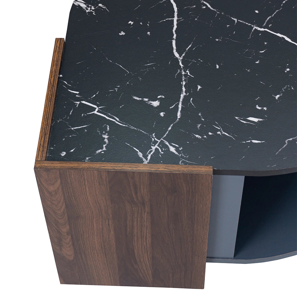 Tavolino da salotto 96.5x63x40 cm con vano contenitore; pannello truciolare nero