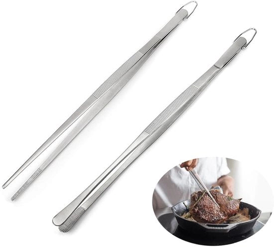 Pincetta da cucina professionale - 30 cm - 2 pezzi - acciaio inossidabile - argento