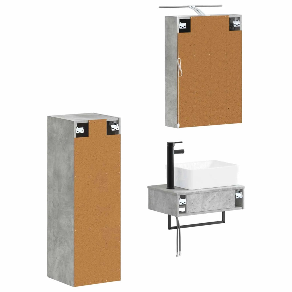 Set di Armadi da Bagno 4 pcs Grigio Cemento 50 x 14,5 x 70 cm 3407394
