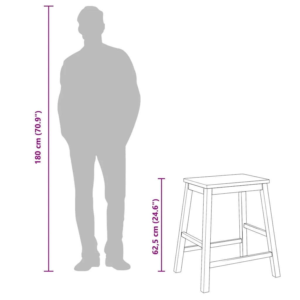 vidaXL Sedie da Bar 2 pz Bianchi in Legno Massello di Hevea