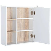 Specchio Armadietto da Bagno Pensile 60x14,5x49,4 cm in MDF e Truciolato Bianco e Legno Naturale