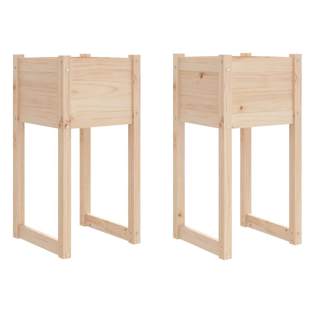 Fioriere 2 pz Bianche 40x40x81 cm in Legno Massello di Pino 822123